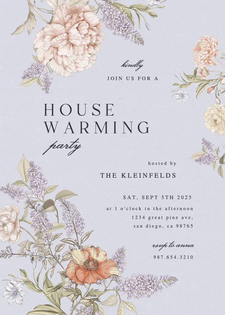 Vintage sketch - ev ısınma partisi davetiyesi